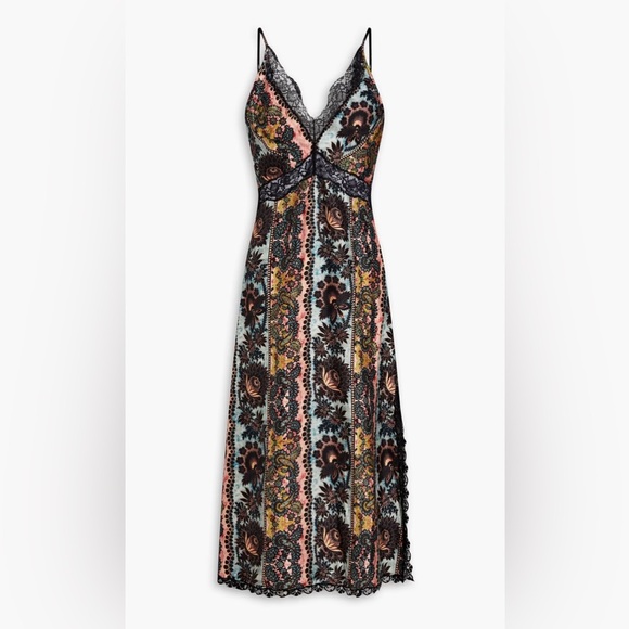 SANDRO Printed silk-twill midi dress Small - Picture 1 of 16
